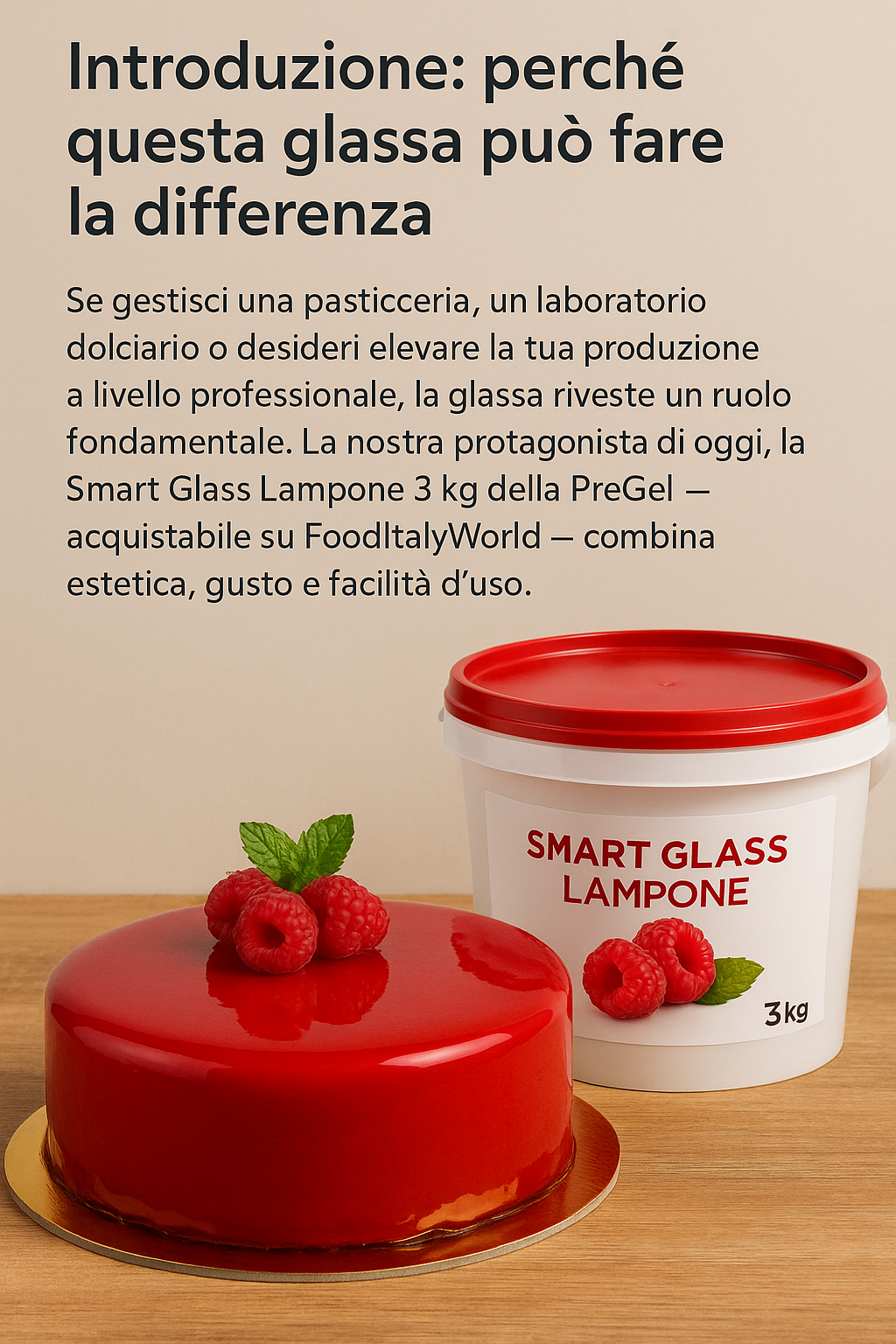Scopri la glassa professionale PreGel Smart Glass Lampone 3 kg su FoodItalyWorld