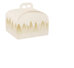 Scatola Panettone Basso Bianco Foresta 245×245×130 mm – 50 pezzi Scotton – packaging natalizio elegante per panettoni