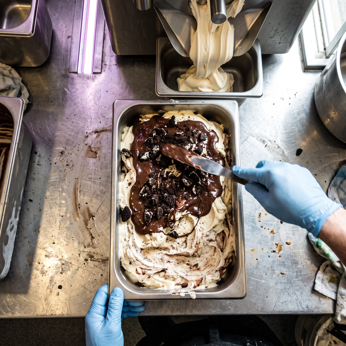 Come variegare il gelato con i variegati croccanti Arabeschi: procedura a strati, pesate e i 7 errori che svuotano la bacinella