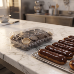 Nutkao Surrogato di Cioccolato Fondente con eclair glassati al cioccolato