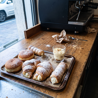 Otto farciture da banco con una sola crema: cornetti, krapfen, cannoncini e bicchierini