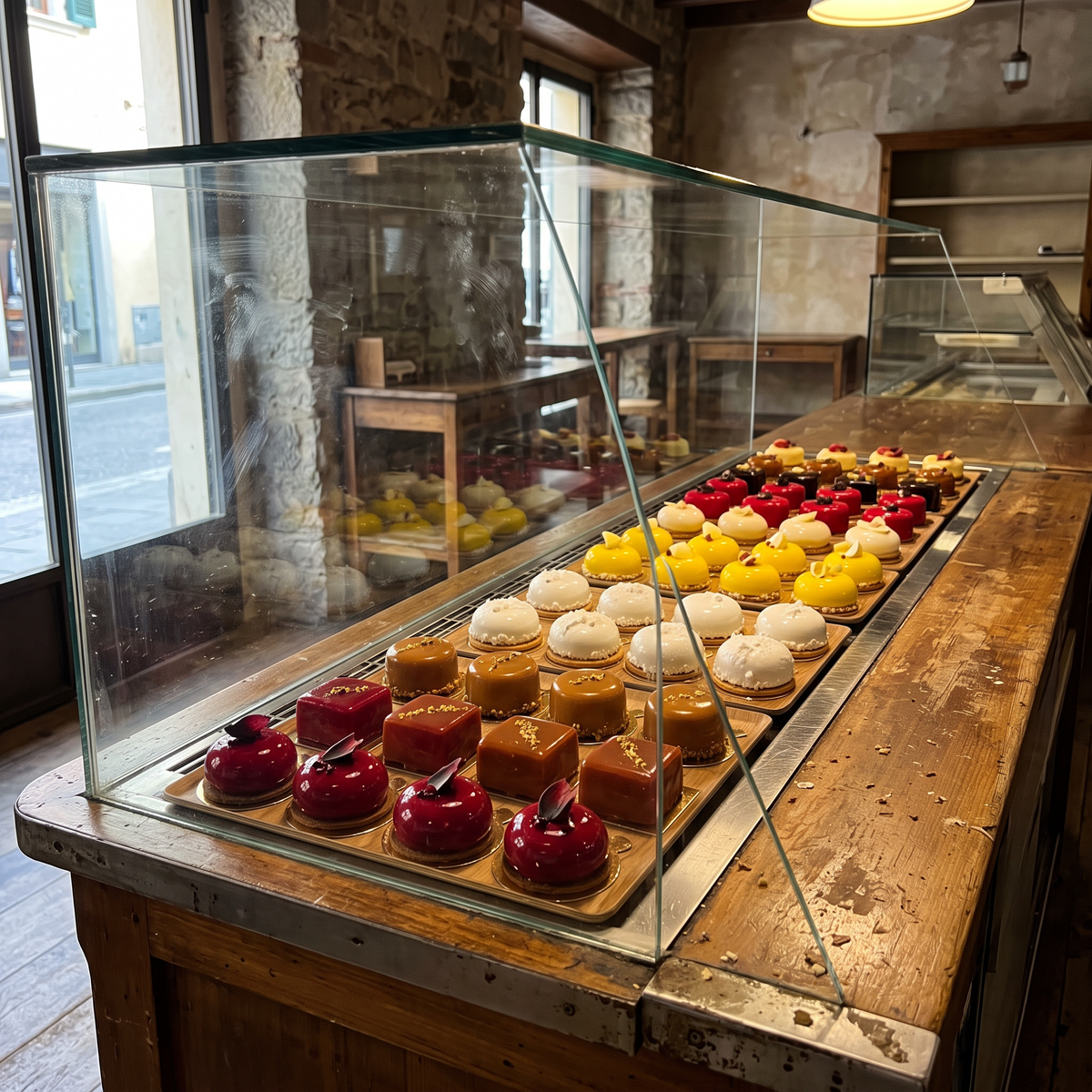 Come vendere torte e monoporzioni glassate a specchio al banco: colori, cartellini e la vetrina che fa scegliere il pezzo giusto