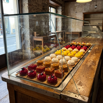 Come vendere torte e monoporzioni glassate a specchio al banco: colori, cartellini e la vetrina che fa scegliere il pezzo giusto