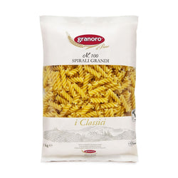 Pasta Spirali Grandi n.100 Granoro – confezione da 24 x 500g – pasta corta rigata per sughi ricchi, forno e insalate di pasta