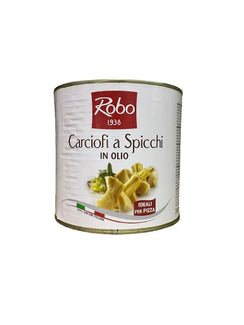 Carciofi Trifolati Spicchi 750g Latta Robo – Carciofi trifolati in olio, aglio e prezzemolo, perfetti per contorni e antipasti.