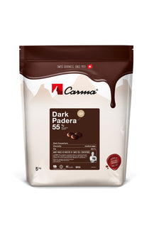 Carma Dark Padera 55% Cioccolato Fondente Copertura 5kg – Cioccolato fondente di alta qualità per coperture e dessert artigianali.
