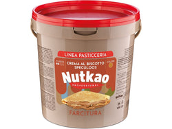Crema Nutkao al biscotto Speculoos 57% in secchio da 5 kg, ideale per farciture e decorazioni professionali in pasticceria
