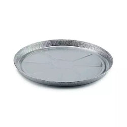 Contenitore in alluminio rotondo per pizza diametro 33 cm altezza 2 cm confezione da 50 pezzi, ideale per cottura, trasporto e conservazione di pizze, realizzato in alluminio resistente per uso alimentare.