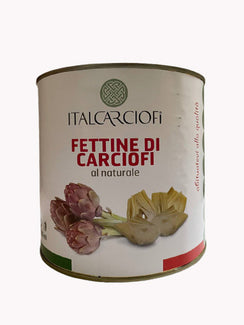 Fettine di Carciofi al Naturale 2650ml – Artichokes slices preserved naturally for salads and fresh dishes.