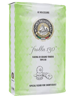 Farina Verde Frolla Biscotto W130 25kg – Farina per biscotti e frolla, con una texture perfetta per pasticceria e dolci da forno.
