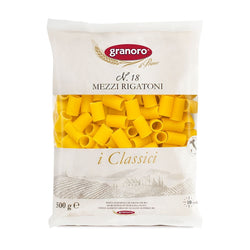 Pasta Mezzi Rigatoni n.18 Granoro – confezione da 24 x 500g – pasta corta rigata per sughi ricchi, forno e primi piatti tradizionali