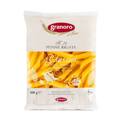 Pasta Penne Rigate n.26 Granoro – confezione da 24 x 500g – pasta corta rigata perfetta per sughi, forno e cucina tradizionale italiana