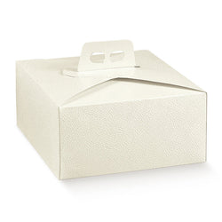 Porta Torta Quadra 250mm x 250mm x 120mm Pelle Bianca 20pz – Scatole eleganti per torte quadre, in pelle bianca, per ogni occasione.