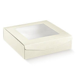 Scatola Pratica con Finestra Scotton Pelle Bianca 26x26x7cm (10pz)