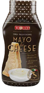 Salsa Mayo & Cheese Squeeze 460g Top Food, condimento cremoso a base di maionese e formaggio, ideale per hamburger, panini, patatine, snack e piatti caldi