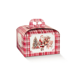 Scatola Panettone Basso Santa’s Home 245×245×130 mm – confezione 50 pezzi Scotton – packaging natalizio per panettoni artigianali