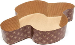 Set 120 stampi colomba Ecopack 500g in carta professionale marrone e oro.