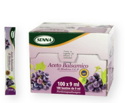 Confezione da 100 bustine monodose di aceto balsamico Senna per ristorazione