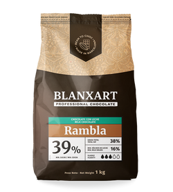 Cioccolato al latte Rambla 39% Blanxart 5kg, cioccolato professionale per pasticceria, gelateria e pralineria, ideale per coperture, ganache, ripieni e decorazioni