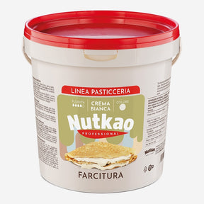 Crema bianca Nutkao per farciture professionali in secchiello da 6 kg, ideale per pasticceria, dolci e torte artigianali