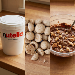 Barattolo Nutella 3 kg accompagnato da confezione di gocce di amaretto