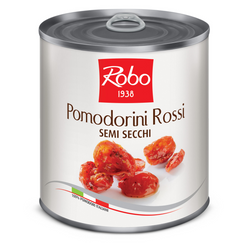 Confezione da 750 g di pomodorini rossi semisecchi Robo pronti all'uso