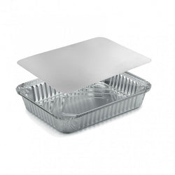 contenitore alluminio 2 porzioni R8L, contenitore alluminio R8L + CR8L, vaschetta alluminio 2 porzioni con coperchio, contenitore alluminio forno 2 porzioni, contenitore alluminio catering 2 porzioni